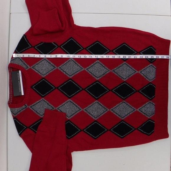 Geoffrey Beene Sweater Crew Neck Argyle Pullover - Picture 4 of 7